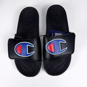 Champion Women's Black Mega Slide Slip-on Adjustable Sandal